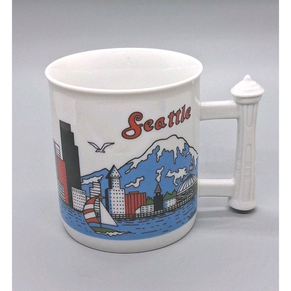 Vintage RARE D. Ardnt Seattle Souvenir Mug Sculpted Space Needle Handle 8 oz
